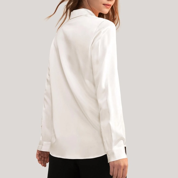 Lily Silk Basic Concealed Placket Women Silk Shirt - Picture 4 of 10